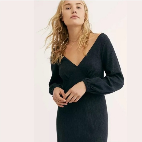 Free People FP Beach Amalfi Maxi Black Dress M 100% cotton - Picture 3 of 7